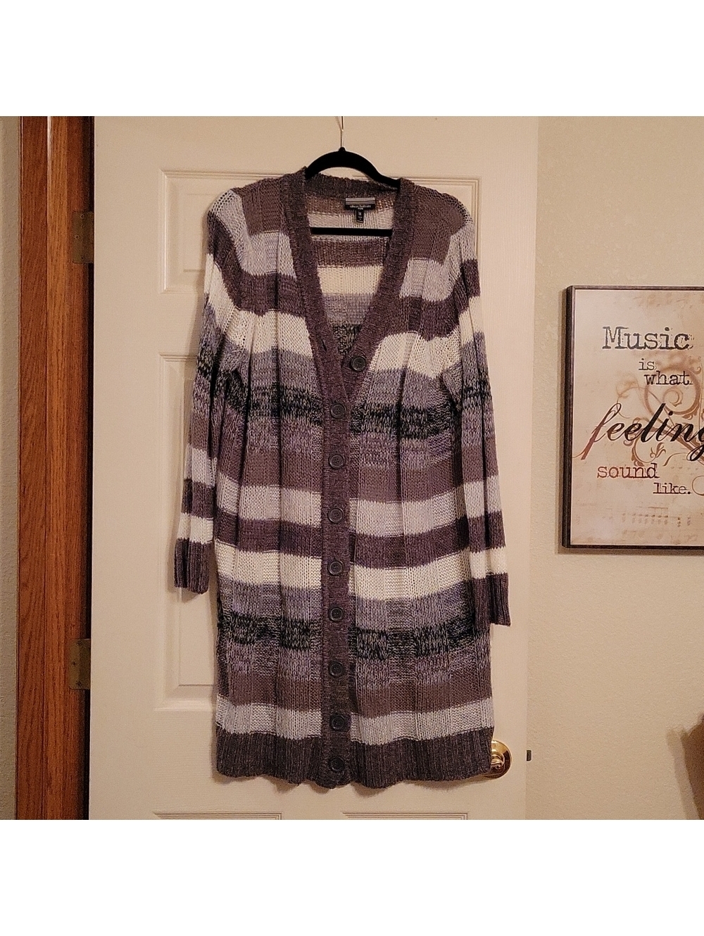 Allison Brittney long striped cardigan